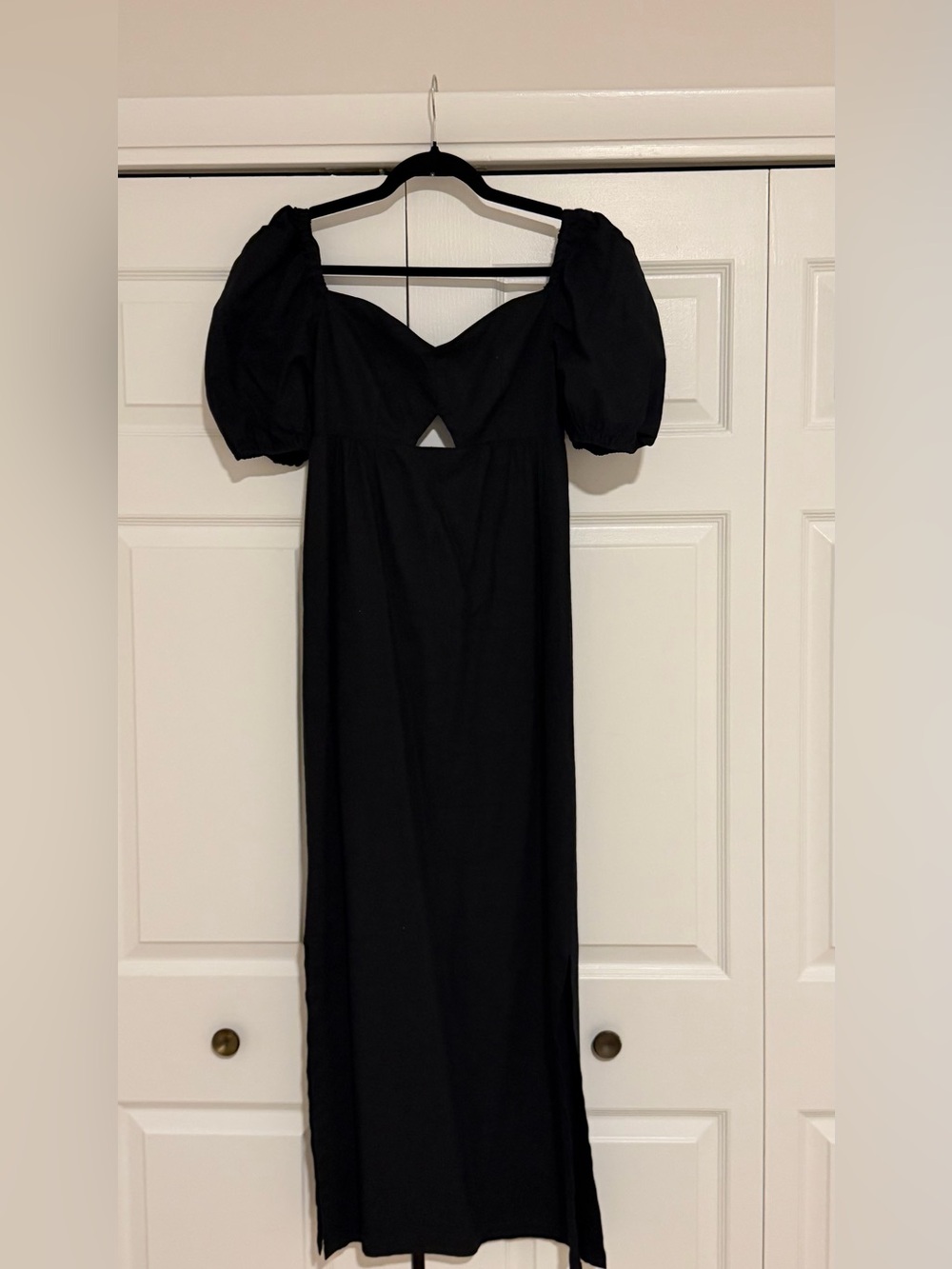 Black Linen Midi Dress - Women Dresses